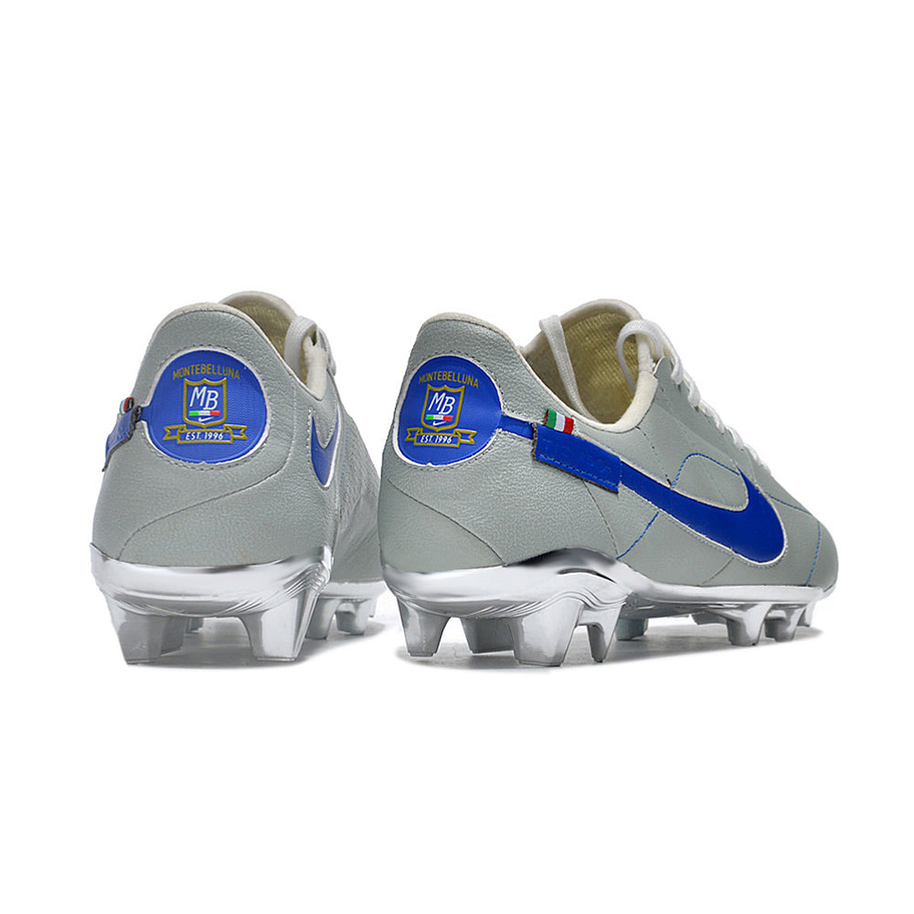 Chuteira Campo Nike Tiempo Legend 9 Elite FG Cinza e Azul 