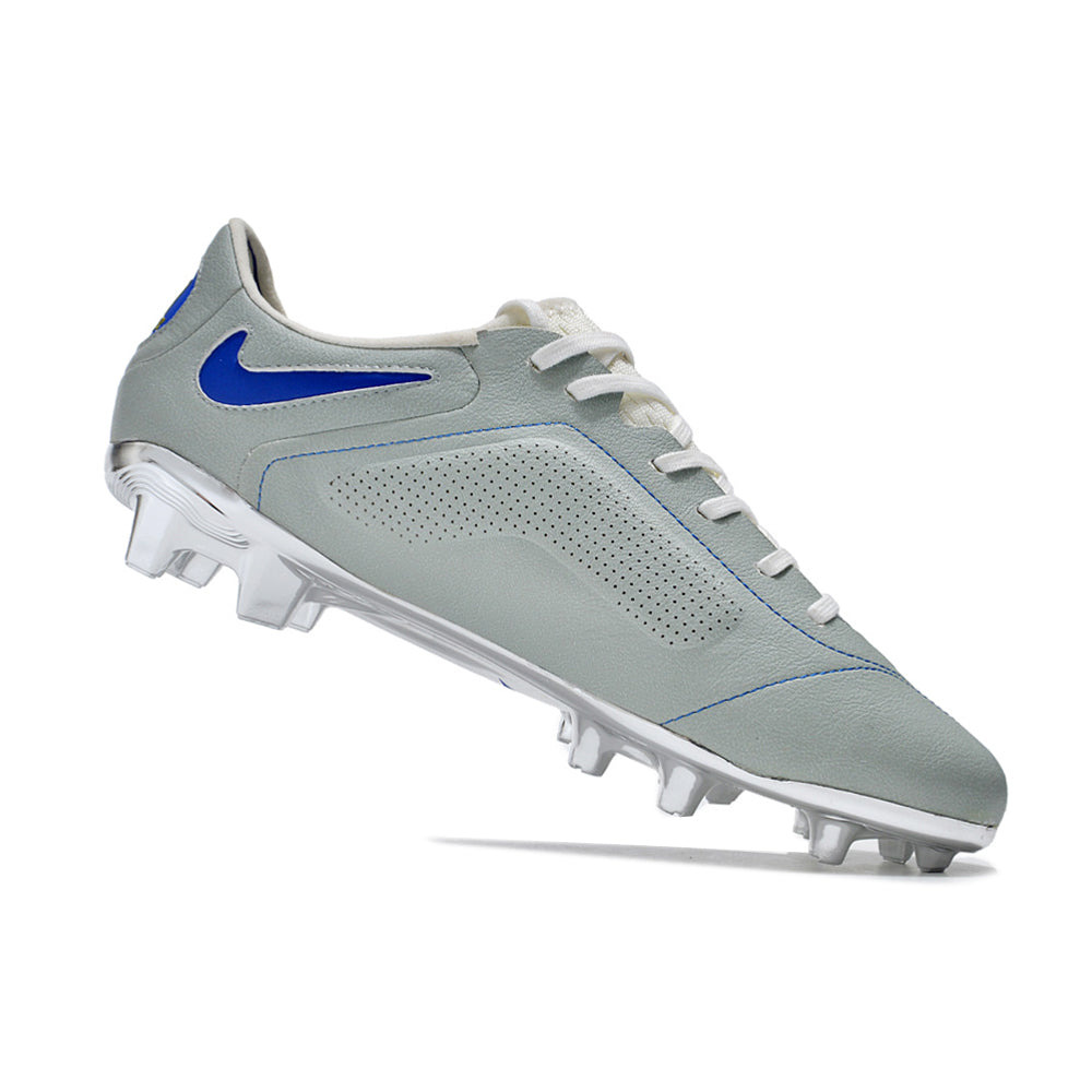 Chuteira Campo Nike Tiempo Legend 9 Elite FG Cinza e Azul 
