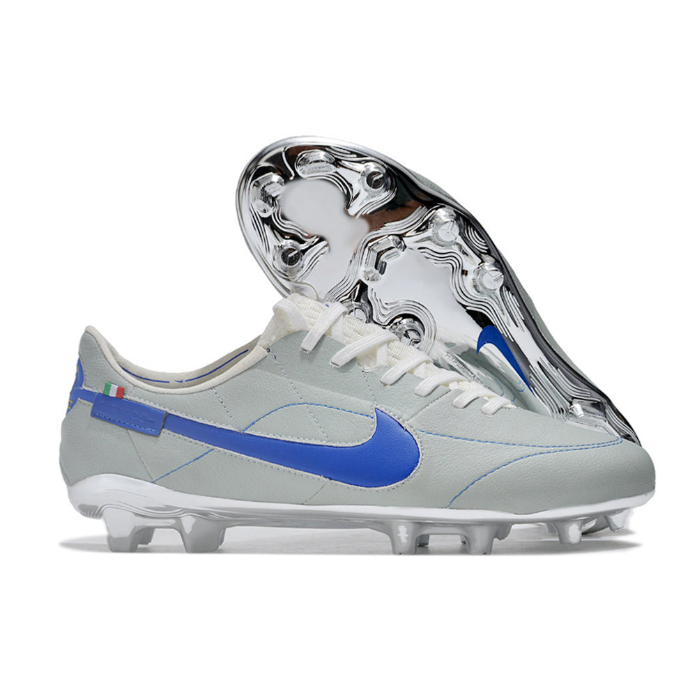 Chuteira Campo Nike Tiempo Legend 9 Elite FG Cinza e Azul 