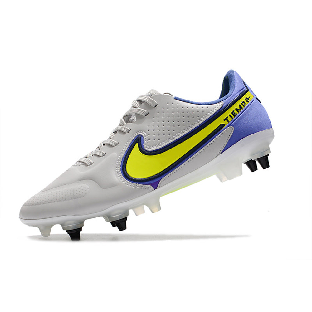 Chuteira Campo Nike Tiempo Legend 9 Elite Trava Mista Cinza e Roxo 
