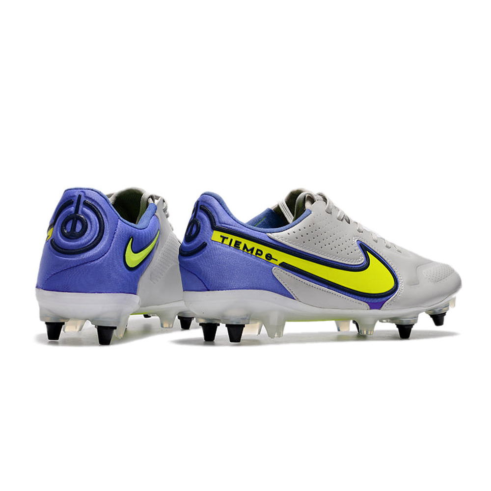 Chuteira Campo Nike Tiempo Legend 9 Elite Trava Mista Cinza e Roxo 