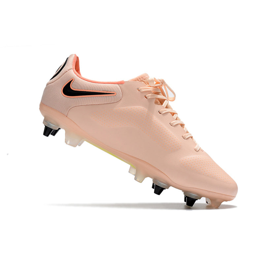 Chuteira Campo Nike Tiempo Legend 9 Elite Trava Mista Rosa e Amarelo 