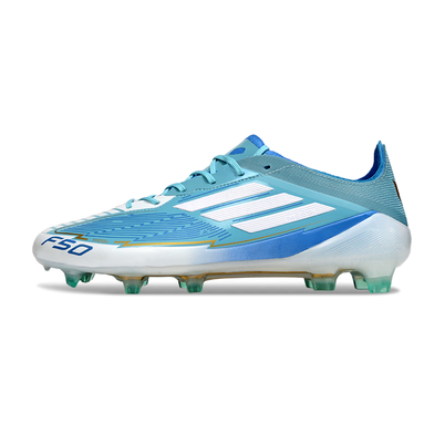 Chuteira Campo Adidas F50 FG Branca e Azul