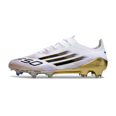 Chuteira Campo Adidas F50 FG Branca e Dourada