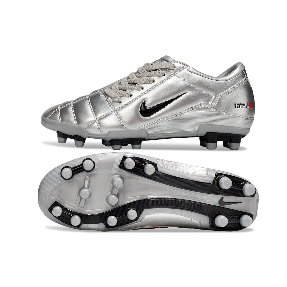Chuteira Campo Nike Total 90 FG Prata e Vermelha
