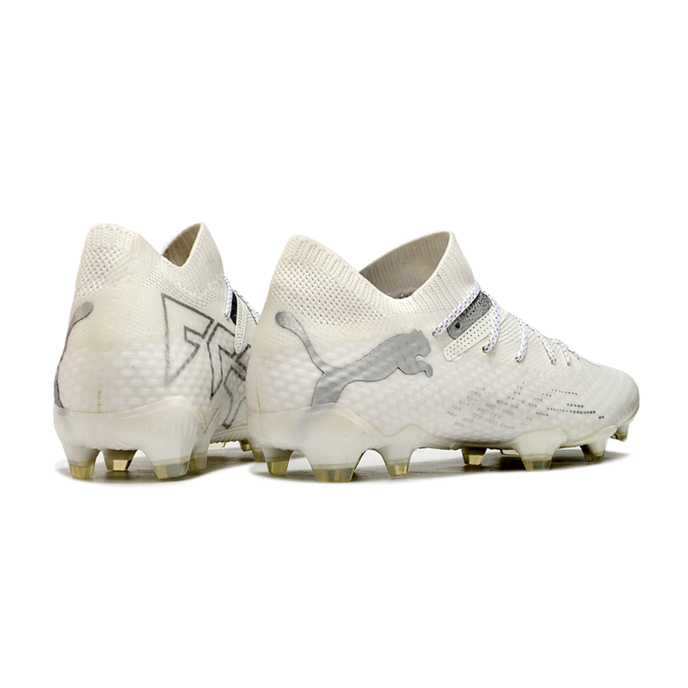 Chuteira Campo Puma Future 7 FG Branca e Prata 