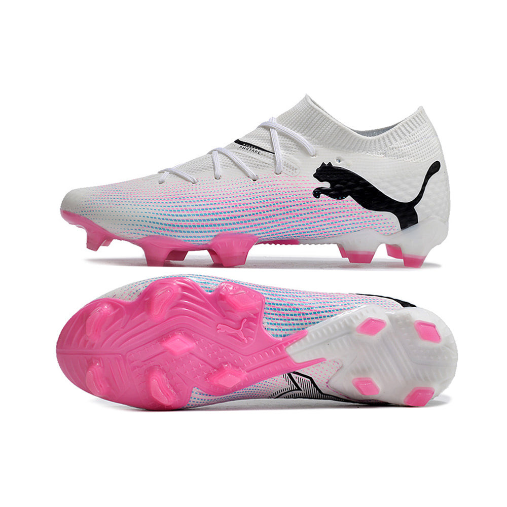 Chuteira Campo Puma Future 7 FG Branca e Rosa 