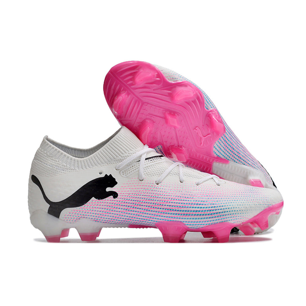 Chuteira Campo Puma Future 7 FG Branca e Rosa 