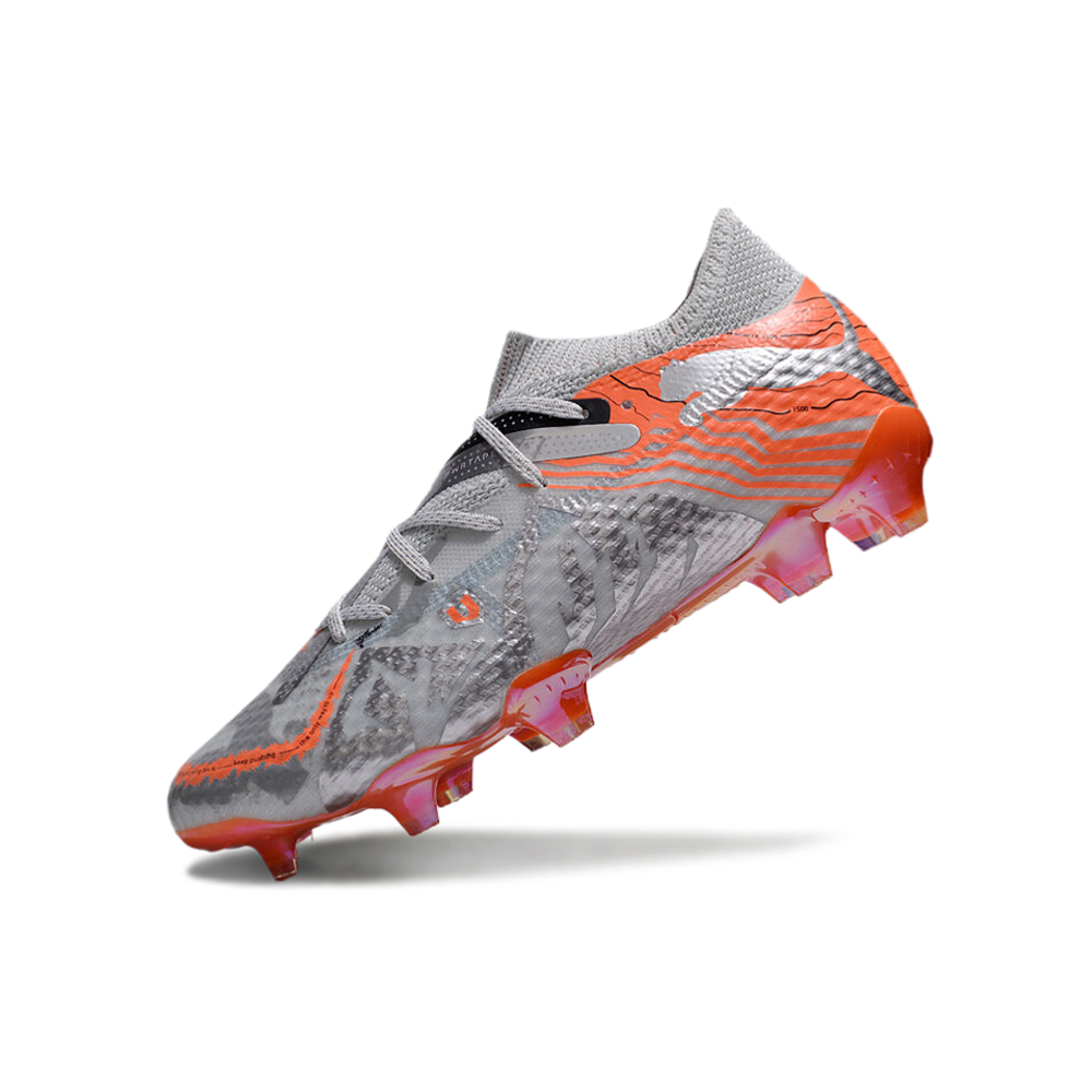 Chuteira Campo Puma Future 7 FG Cinza e Laranja