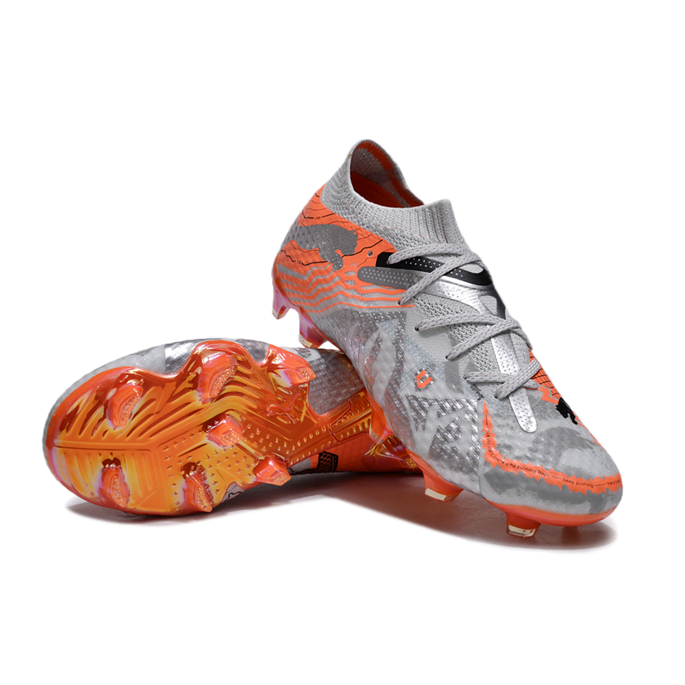 Chuteira Campo Puma Future 7 FG Cinza e Laranja