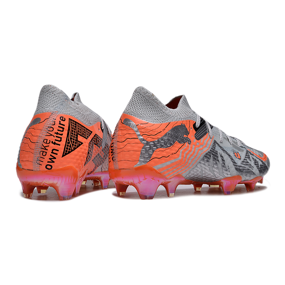 Chuteira Campo Puma Future 7 FG Cinza e Laranja