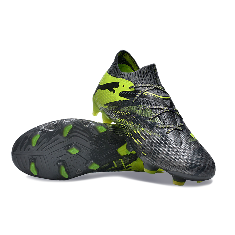 Chuteira Campo Puma Future 7 FG Cinza e Verde 