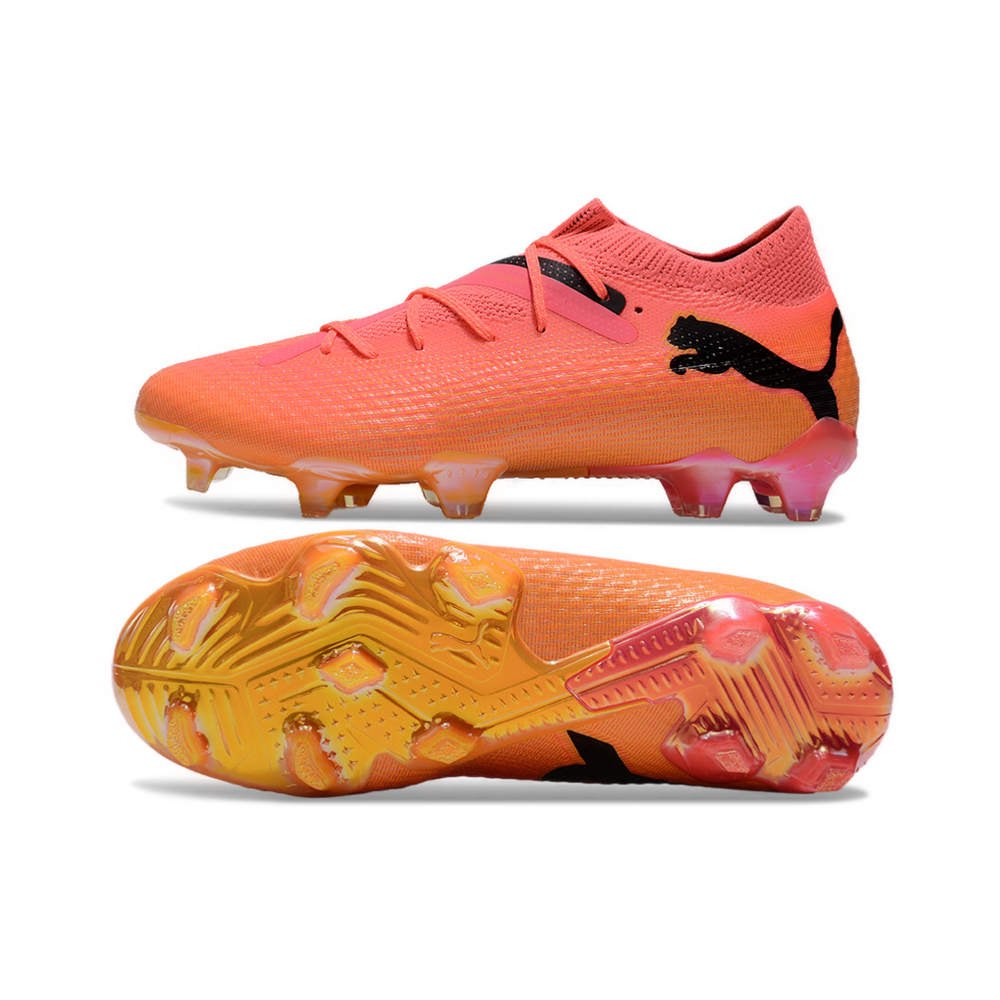 Chuteira Campo Puma Future 7 FG Laranja e Rosa 