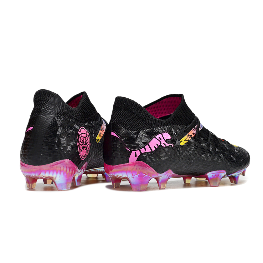 Chuteira Campo Puma Future 7 FG Preta e Rosa 
