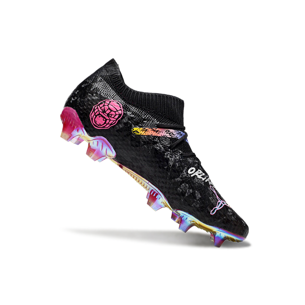 Chuteira Campo Puma Future 7 FG Preta e Rosa 