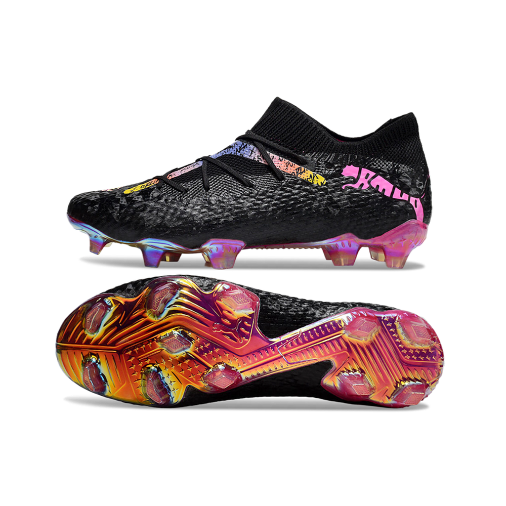 Chuteira Campo Puma Future 7 FG Preta e Rosa 