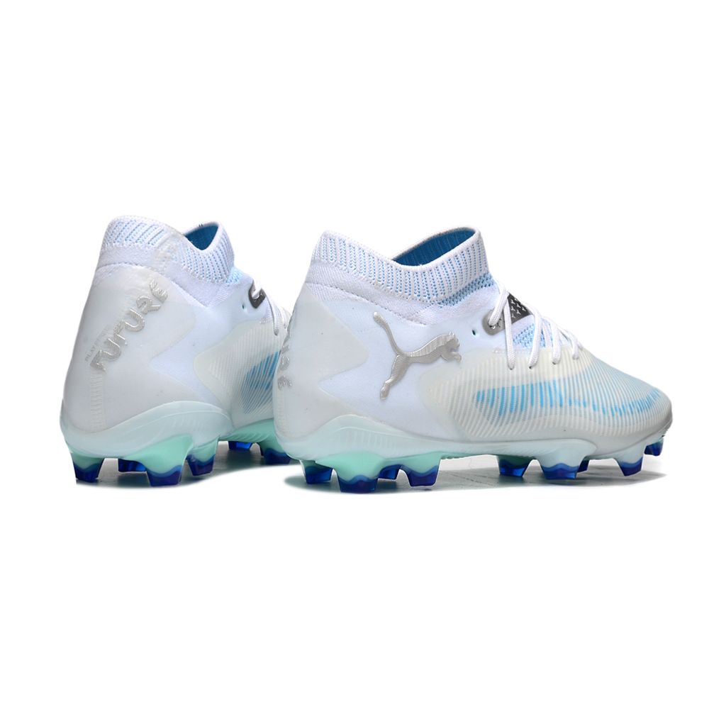 Chuteira Campo Puma Future 8 FG Branco e Azul