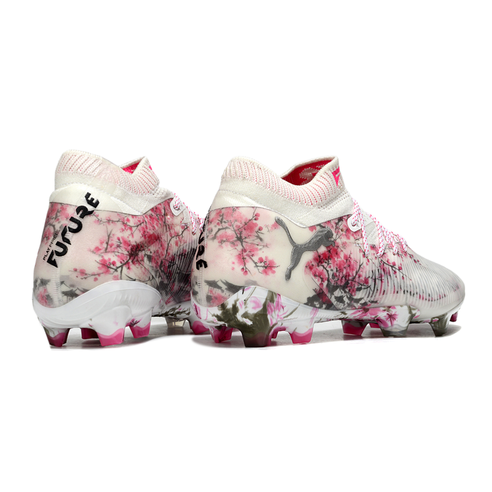 Chuteira Campo Puma Future 8 FG Branco e Rosa