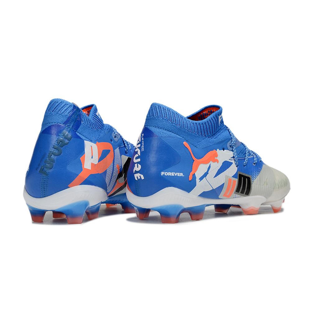 Chuteira Campo Puma Future 8 FG Cinza e Azul 
