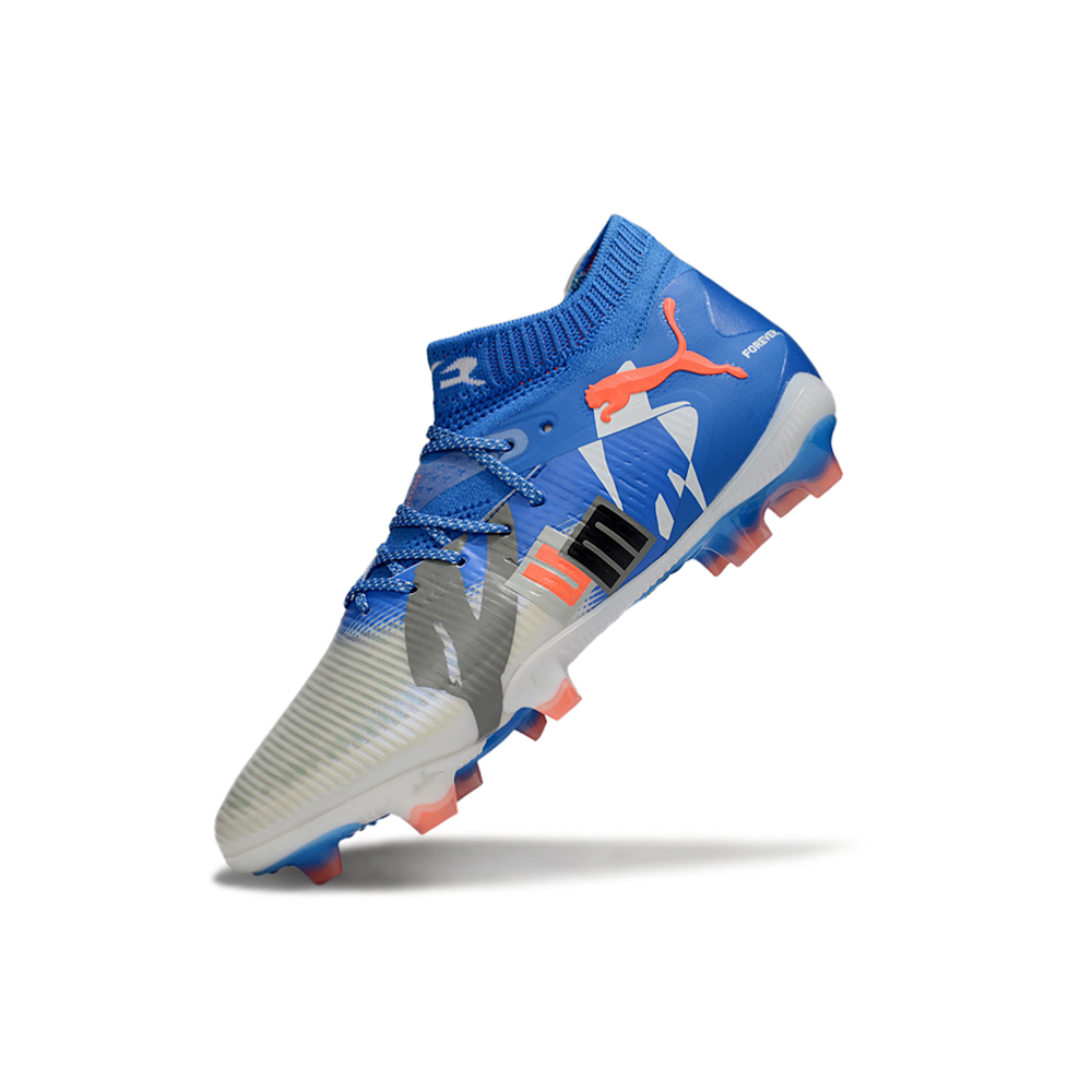 Chuteira Campo Puma Future 8 FG Cinza e Azul 