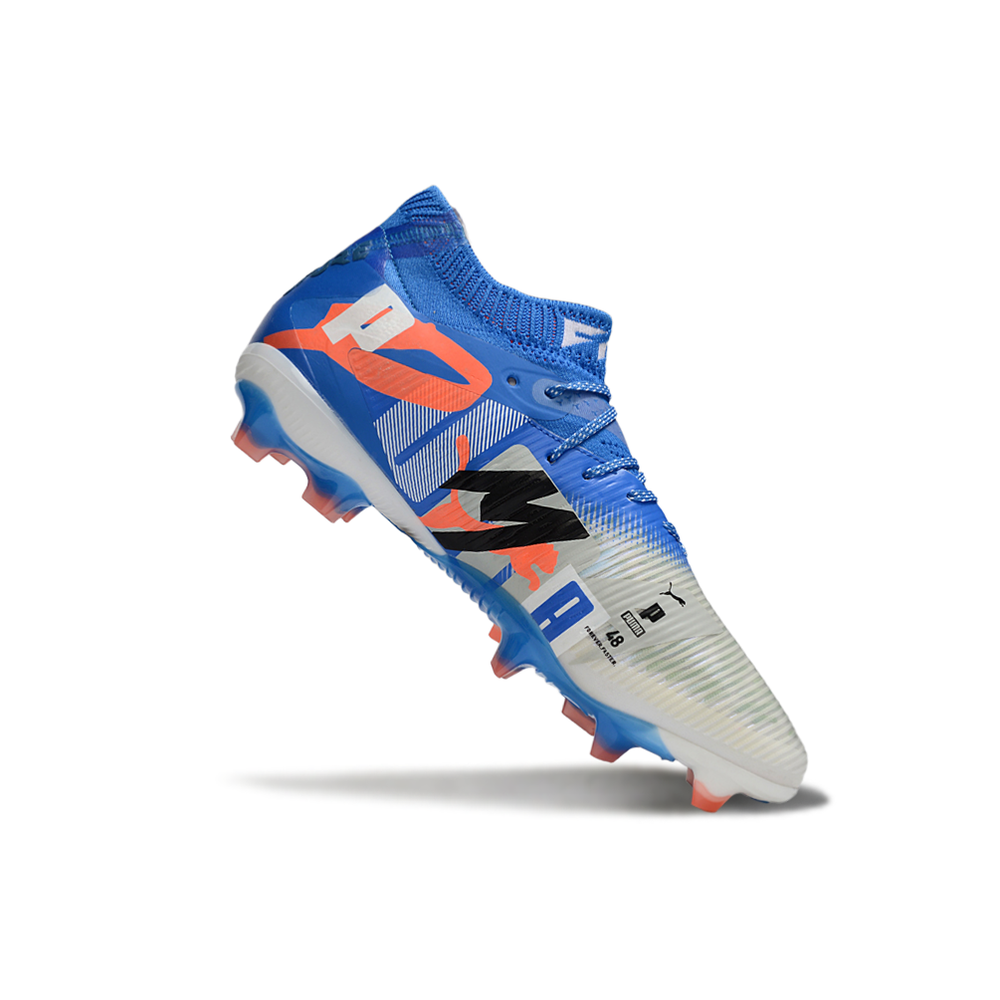 Chuteira Campo Puma Future 8 FG Cinza e Azul 