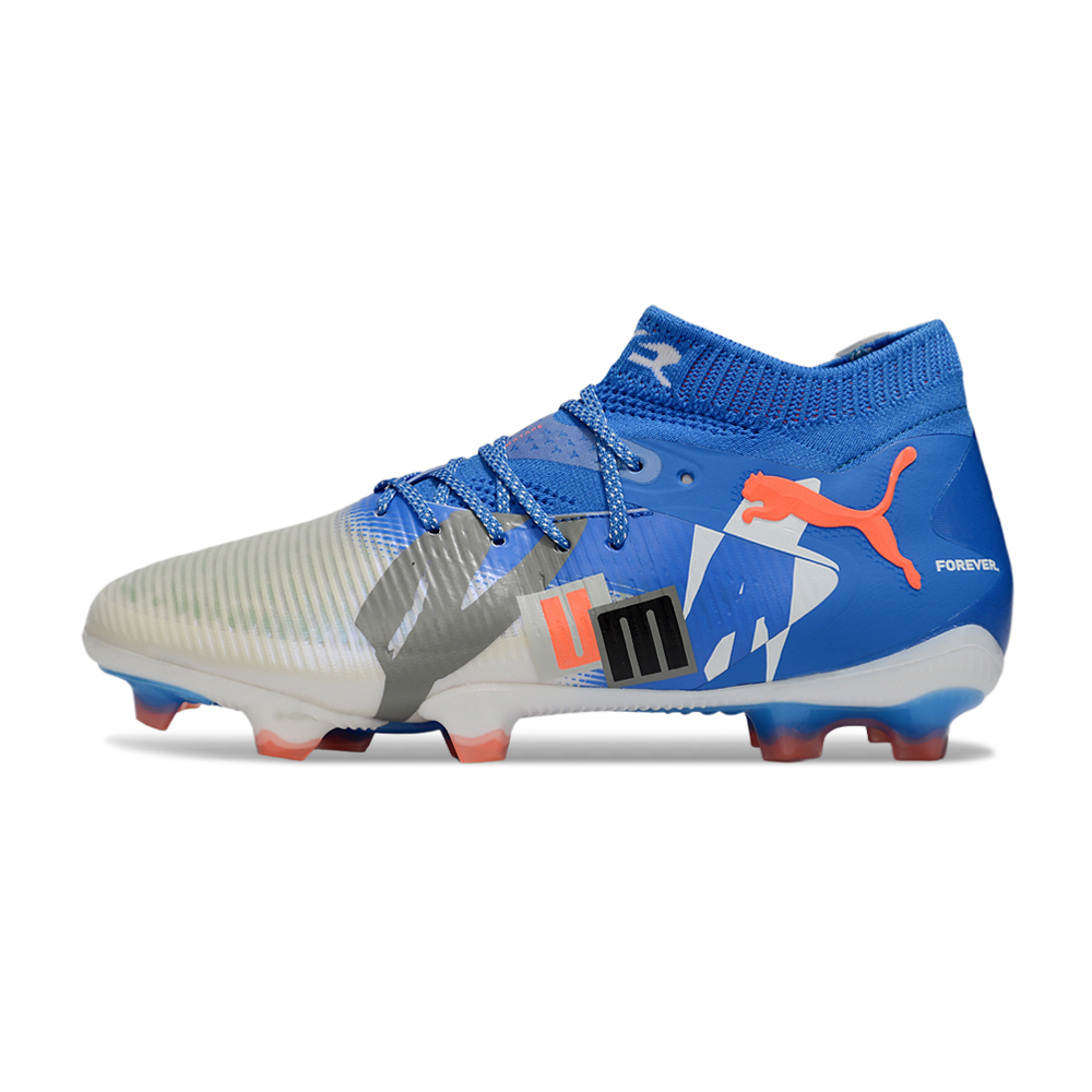 Chuteira Campo Puma Future 8 FG Cinza e Azul 