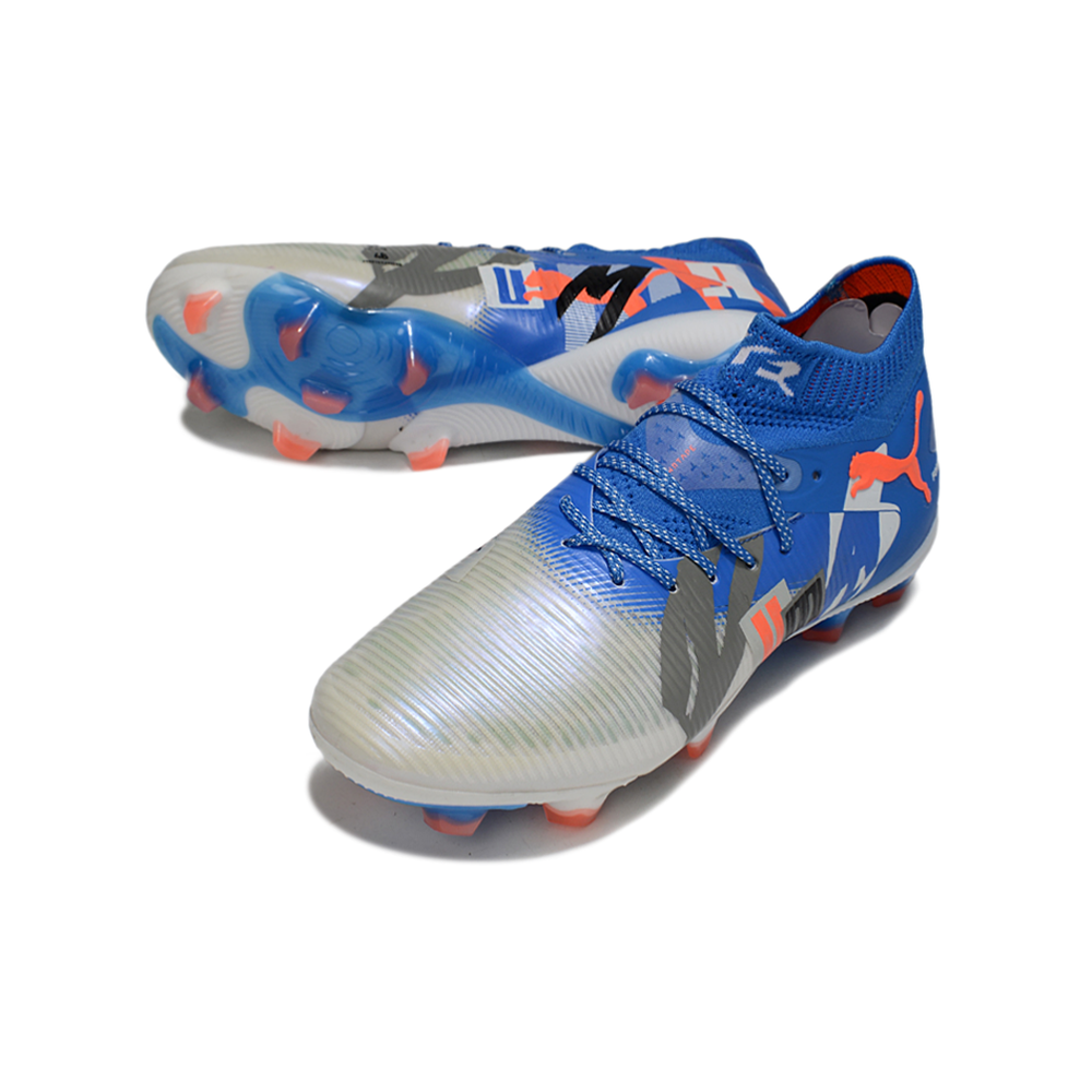 Chuteira Campo Puma Future 8 FG Cinza e Azul 