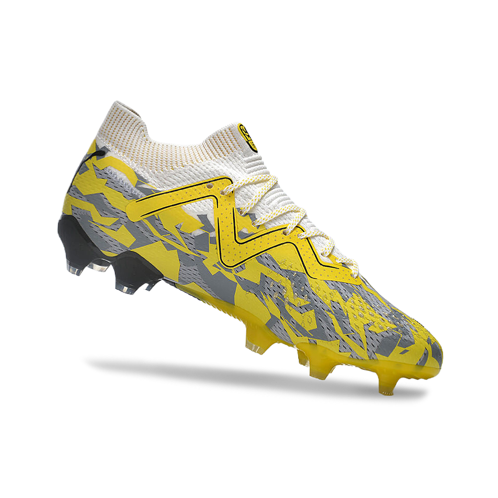 Chuteira Campo Puma Future Ultimate FG Amarela e Cinza 
