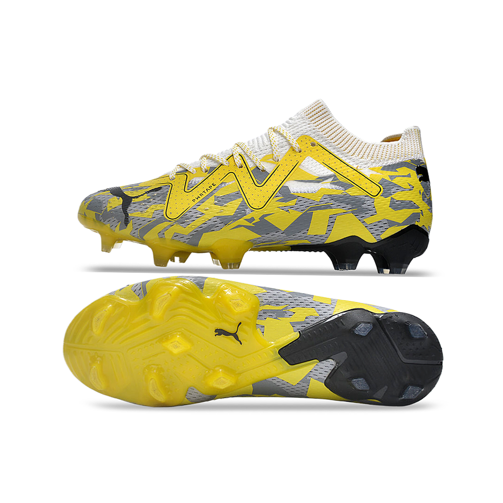 Chuteira Campo Puma Future Ultimate FG Amarela e Cinza 