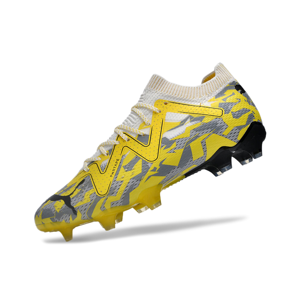 Chuteira Campo Puma Future Ultimate FG Amarela e Cinza 