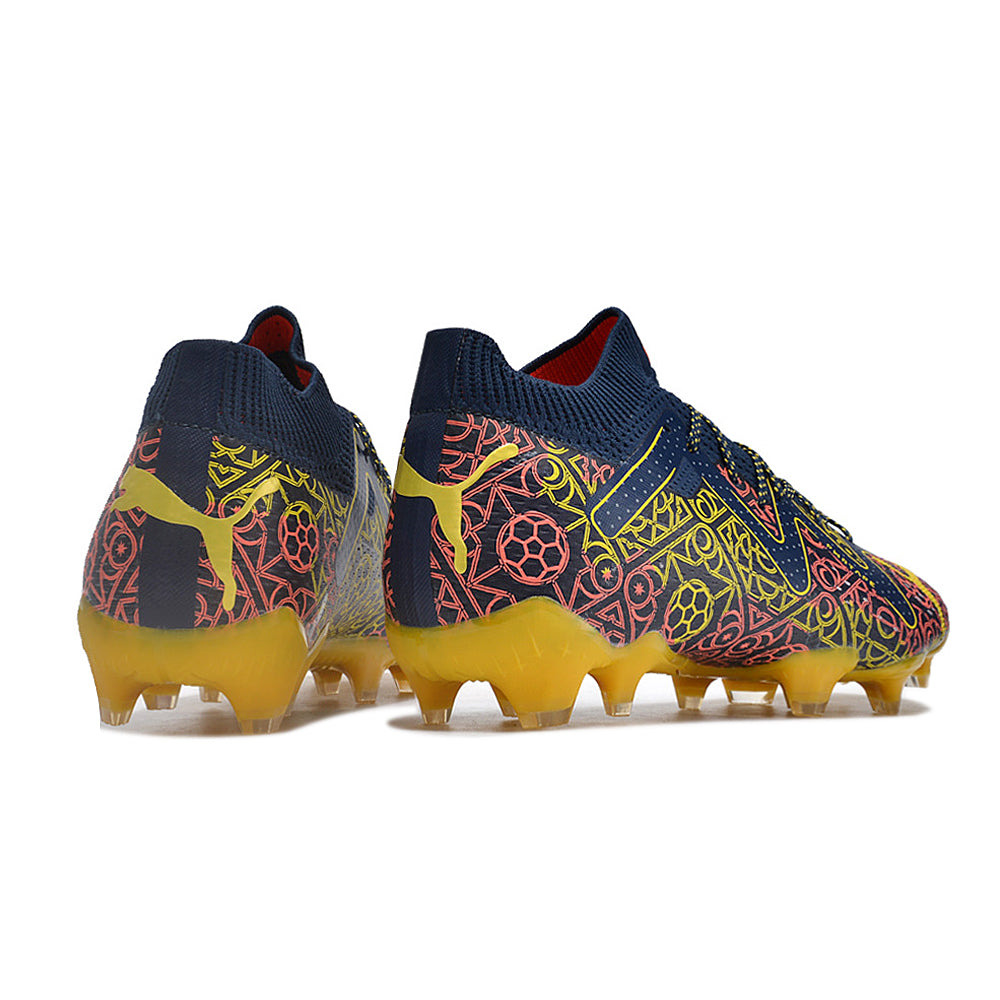 Chuteira Campo Puma Future Ultimate FG Azul e Amarela
