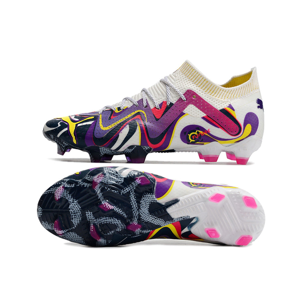 Chuteira Campo Puma Future Ultimate FG Branca e Roxa 