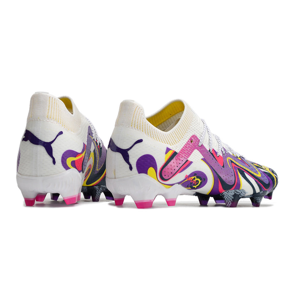 Chuteira Campo Puma Future Ultimate FG Branca e Roxa 