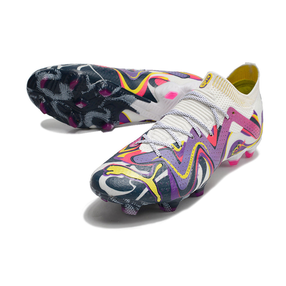 Chuteira Campo Puma Future Ultimate FG Branca e Roxa 
