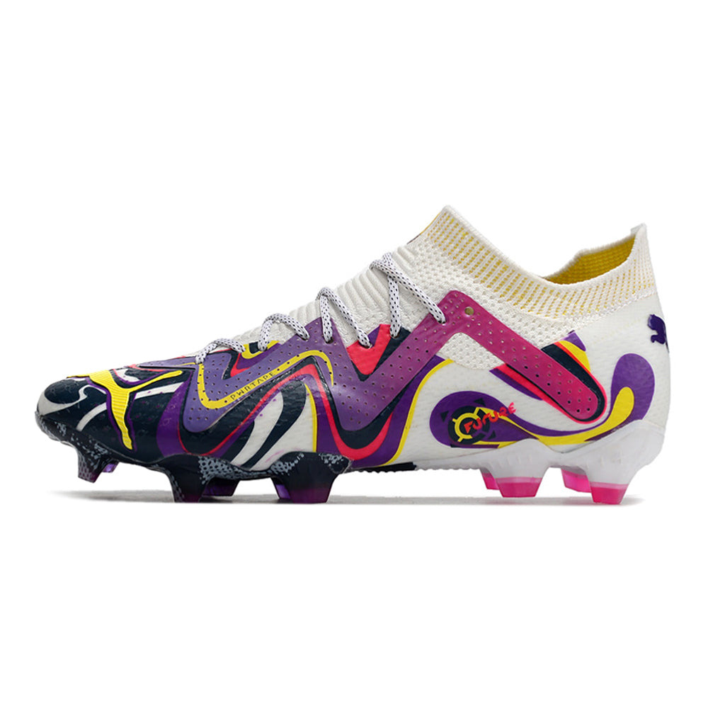 Chuteira Campo Puma Future Ultimate FG Branca e Roxa 