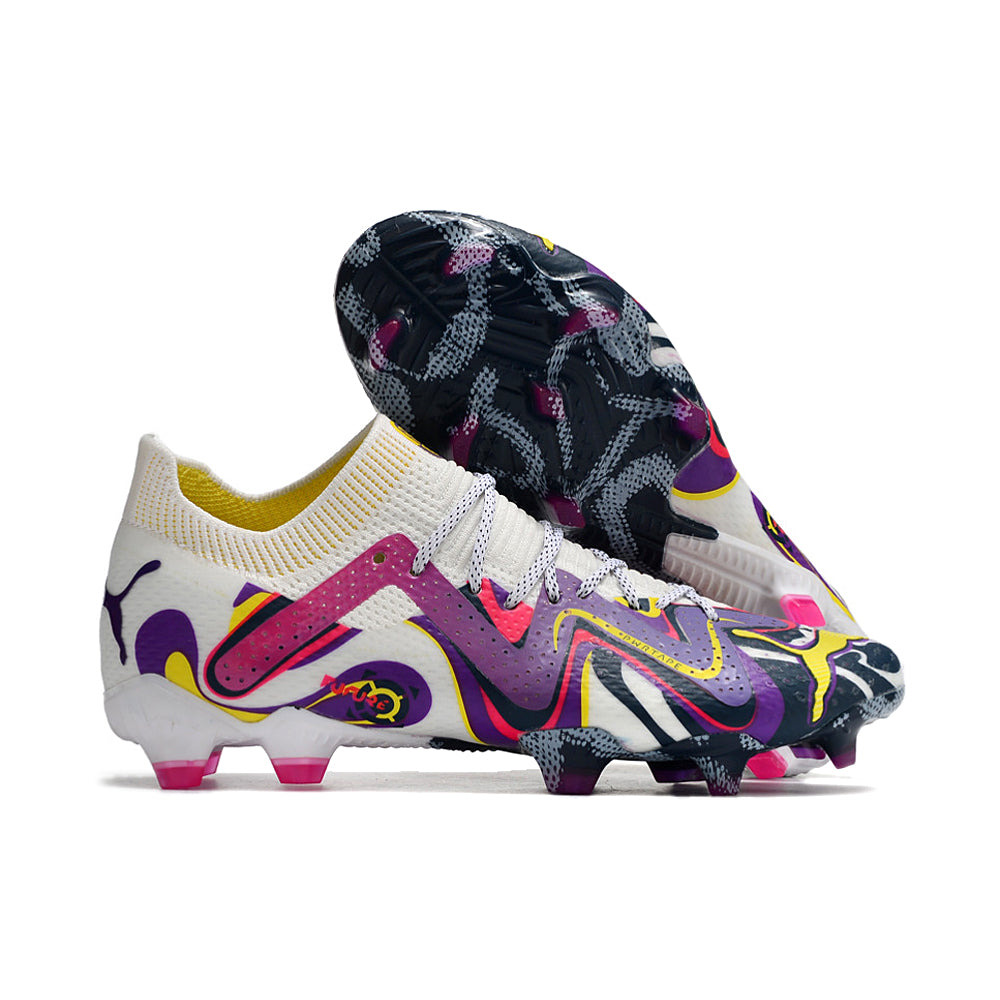 Chuteira Campo Puma Future Ultimate FG Branca e Roxa 
