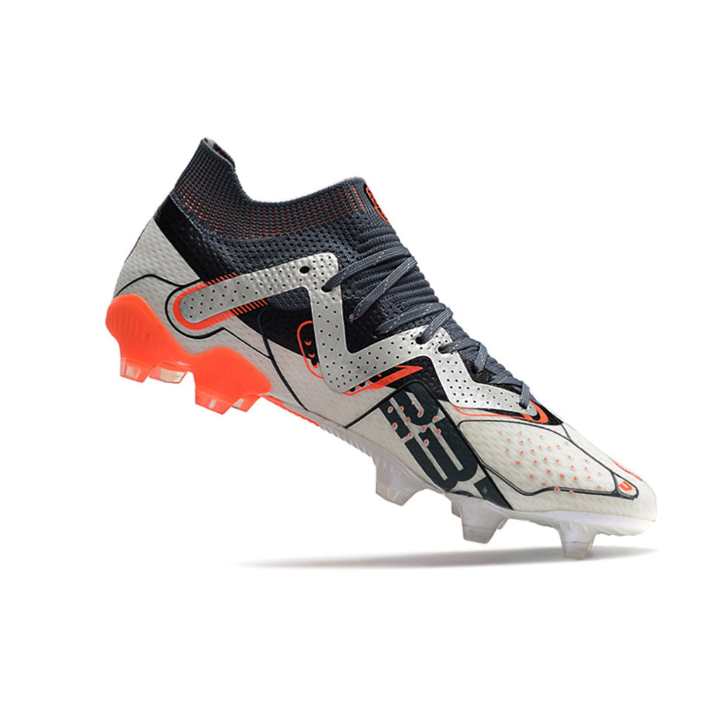 Chuteira Campo Puma Future Ultimate FG Branca, Prata e Laranja 