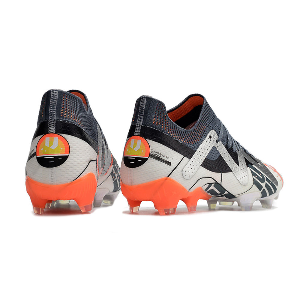 Chuteira Campo Puma Future Ultimate FG Branca, Prata e Laranja 