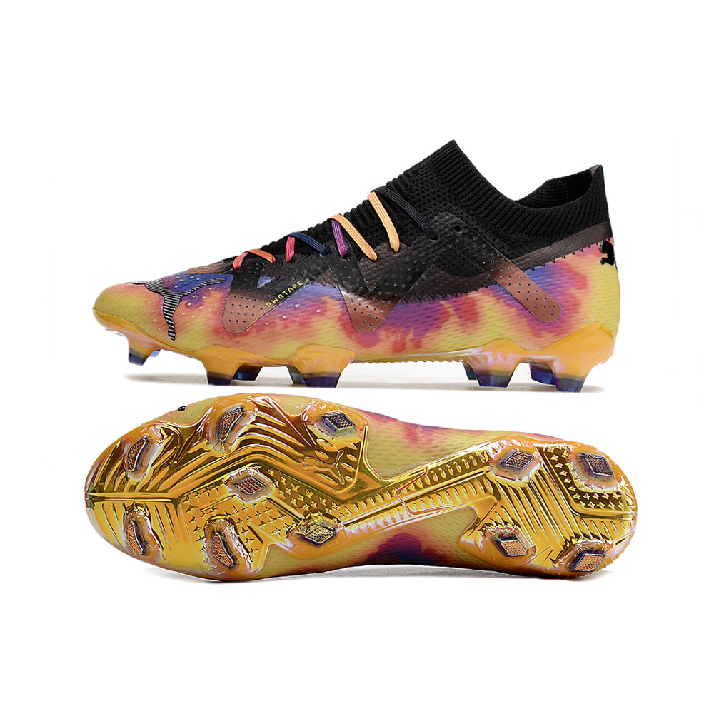 Chuteira Campo Puma Future Ultimate FG Preta e Amarela 