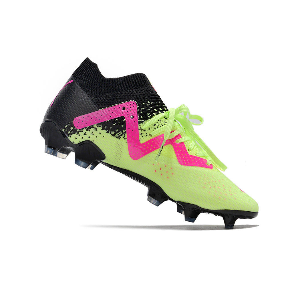 Chuteira Campo Puma Future Ultimate FG Preta, Verde e Rosa 