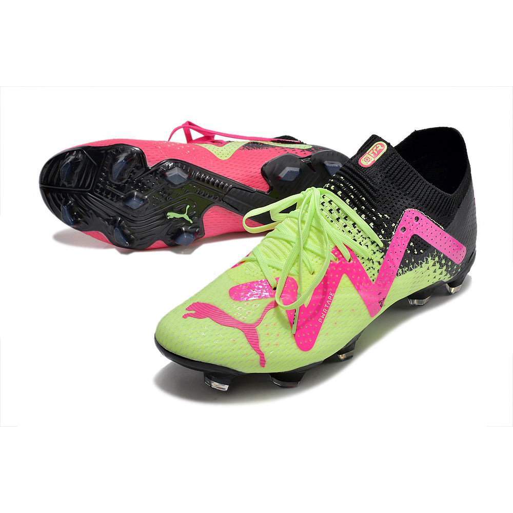 Chuteira Campo Puma Future Ultimate FG Preta, Verde e Rosa 