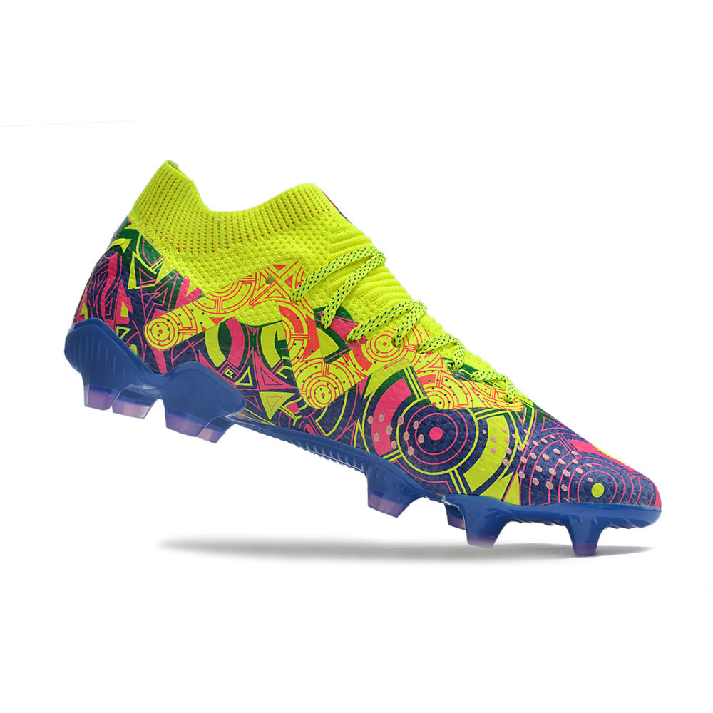 Chuteira Campo Puma Future Ultimate FG Verde, Rosa e Azul 