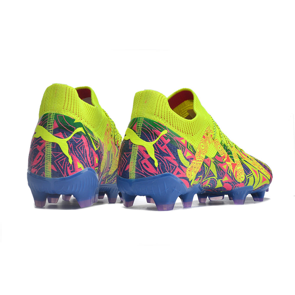 Chuteira Campo Puma Future Ultimate FG Verde, Rosa e Azul 