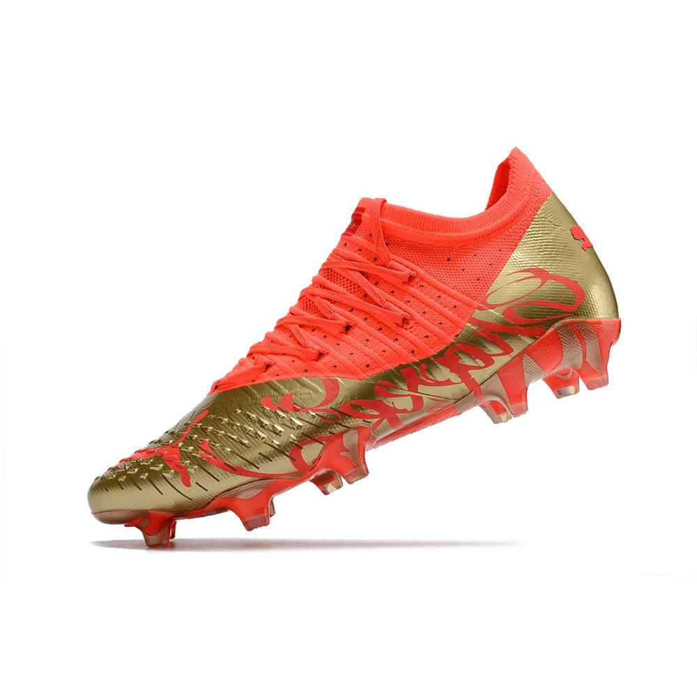 Chuteira Campo Puma Future Z 1.4 FG Dourada e Laranja 