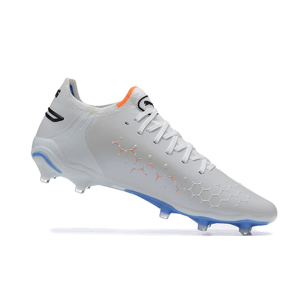 Chuteira Campo Puma King Ultimate FG Branca e Azul 