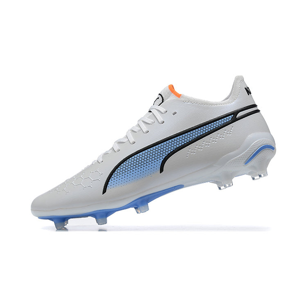 Chuteira Campo Puma King Ultimate FG Branca e Azul 