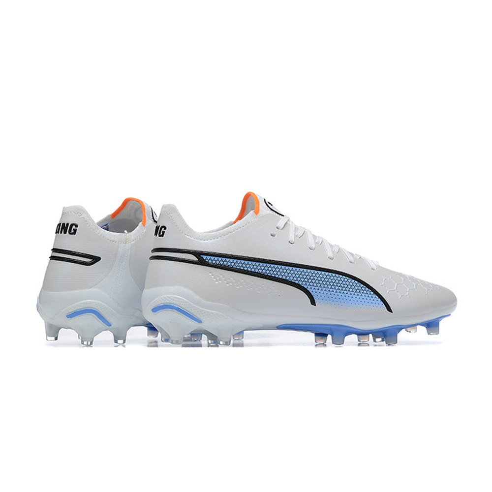 Chuteira Campo Puma King Ultimate FG Branca e Azul 