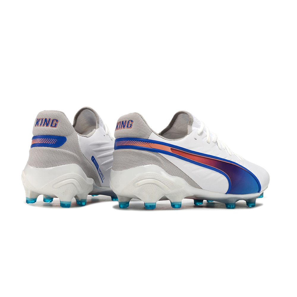 Chuteira Campo Puma King Ultimate FG Branca e Azul 