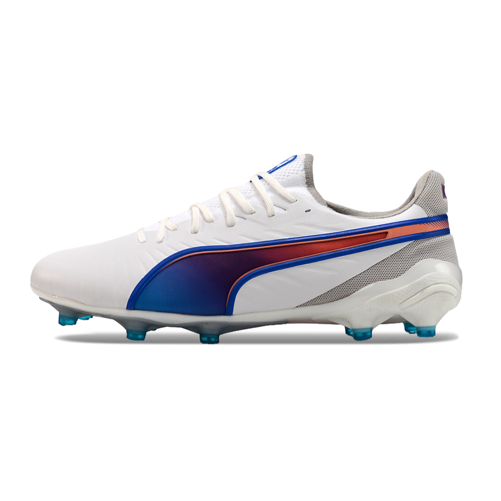 Chuteira Campo Puma King Ultimate FG Branca e Azul 