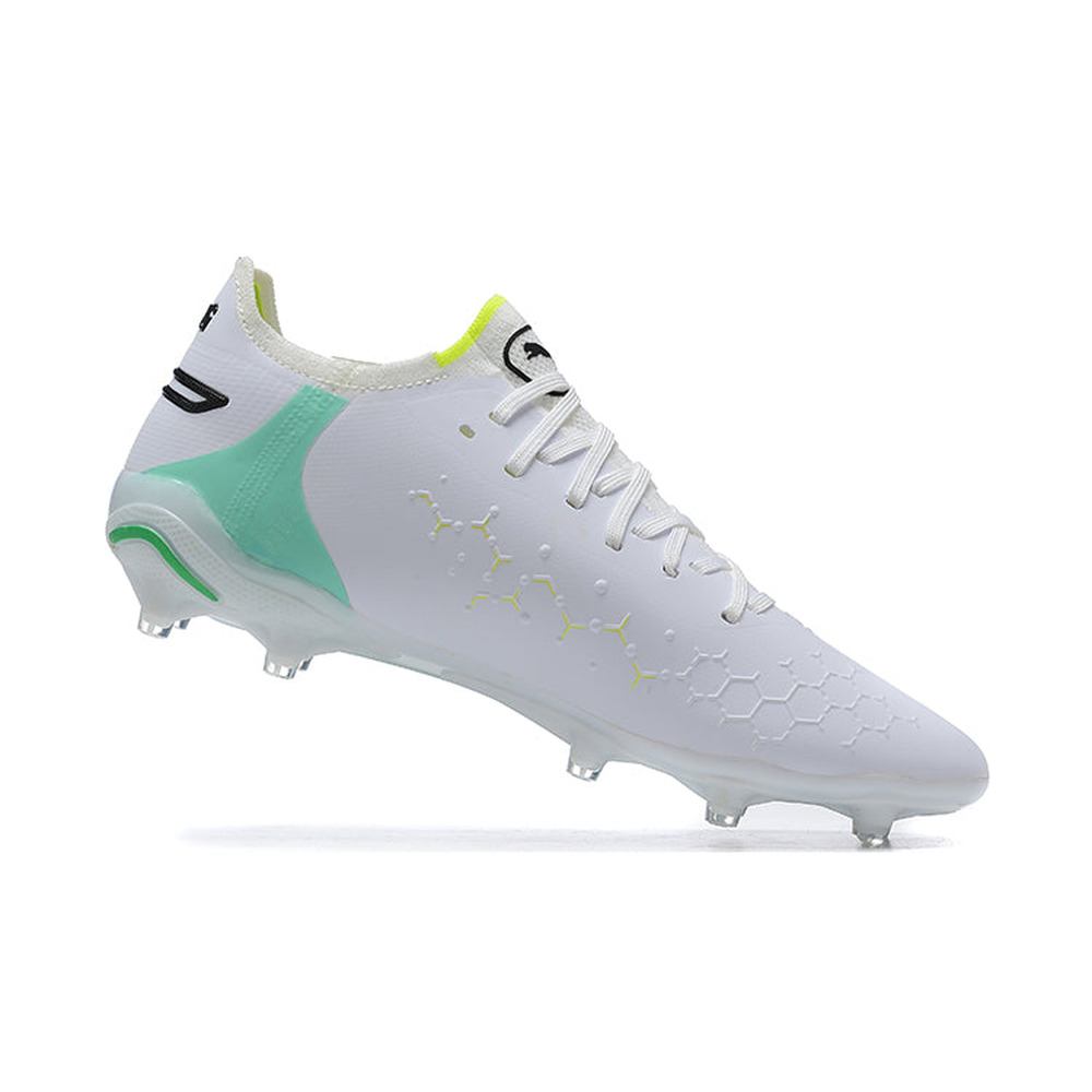 Chuteira Campo Puma King Ultimate FG Branca e Verde 